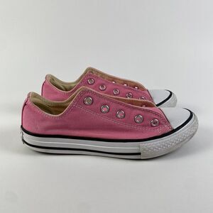 Converse All‎ Star Canvas Sneakers Pink No Laces Youth Size 3 Pre-Owned